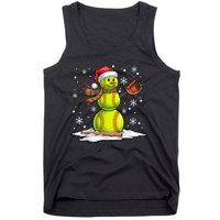 Softball Snowman Softball Player Santa Hat Christmas Funny Tank Top