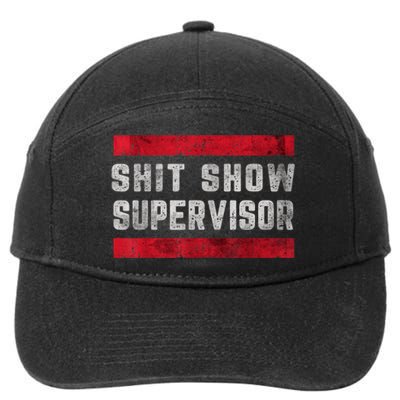 Shit Show Supervisor Sarcastic Distressed 7-Panel Snapback Hat