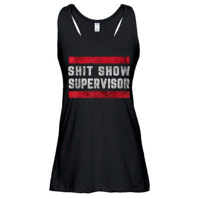 Shit Show Supervisor Sarcastic Distressed Ladies Essential Flowy Tank
