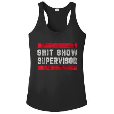 Shit Show Supervisor Sarcastic Distressed Ladies PosiCharge Competitor Racerback Tank