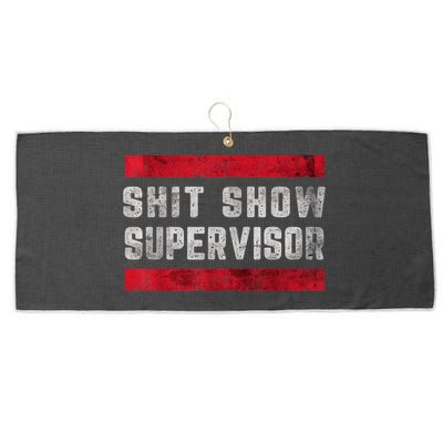 Shit Show Supervisor Sarcastic Distressed Large Microfiber Waffle Golf Towel