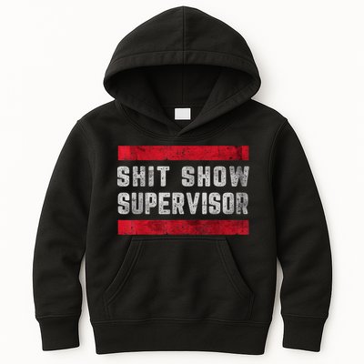 Shit Show Supervisor Sarcastic Distressed Kids Hoodie