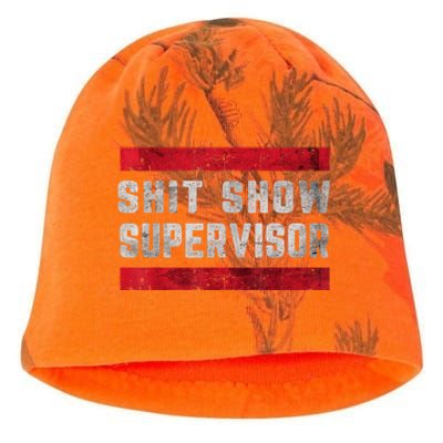 Shit Show Supervisor Sarcastic Distressed Kati - Camo Knit Beanie