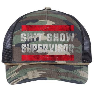 Shit Show Supervisor Sarcastic Distressed Retro Rope Trucker Hat Cap