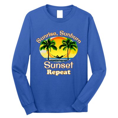 Sunrise Sunburn Sunset Repeat Funny Beach Summer Great Gift Long Sleeve Shirt