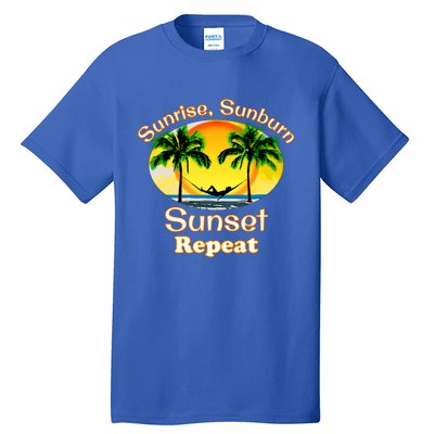 Sunrise Sunburn Sunset Repeat Funny Beach Summer Great Gift Tall T-Shirt