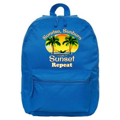 Sunrise Sunburn Sunset Repeat Funny Beach Summer Great Gift 16 in Basic Backpack