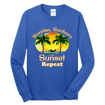 Sunrise Sunburn Sunset Repeat Funny Beach Summer Great Gift Tall Long Sleeve T-Shirt