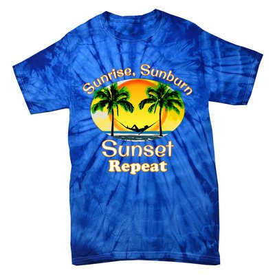 Sunrise Sunburn Sunset Repeat Funny Beach Summer Great Gift Tie-Dye T-Shirt