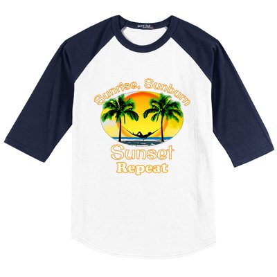 Sunrise Sunburn Sunset Repeat Funny Beach Summer Great Gift Baseball Sleeve Shirt