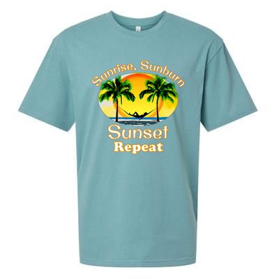 Sunrise Sunburn Sunset Repeat Funny Beach Summer Great Gift Sueded Cloud Jersey T-Shirt