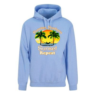 Sunrise Sunburn Sunset Repeat Funny Beach Summer Great Gift Unisex Surf Hoodie