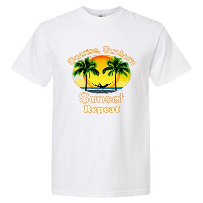 Sunrise Sunburn Sunset Repeat Funny Beach Summer Great Gift Garment-Dyed Heavyweight T-Shirt