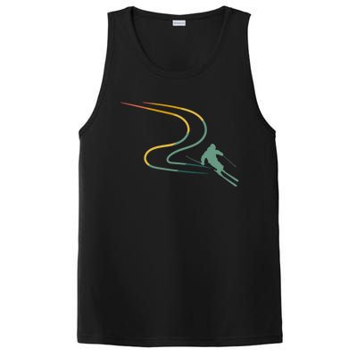 Skiing Ski Snow Heartbeat Retro Meaningful Gift PosiCharge Competitor Tank