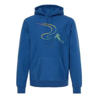 Skiing Ski Snow Heartbeat Retro Meaningful Gift Premium Hoodie