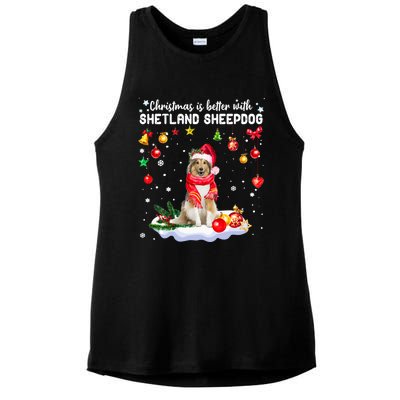 Santa Shetland Sheepdog Christmas Ornat Decoration Xgreat Giftmas Funny Gift Ladies PosiCharge Tri-Blend Wicking Tank