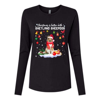 Santa Shetland Sheepdog Christmas Ornat Decoration Xgreat Giftmas Funny Gift Womens Cotton Relaxed Long Sleeve T-Shirt