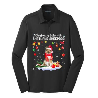 Santa Shetland Sheepdog Christmas Ornat Decoration Xgreat Giftmas Funny Gift Silk Touch Performance Long Sleeve Polo