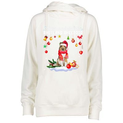 Santa Shetland Sheepdog Christmas Ornat Decoration Xgreat Giftmas Funny Gift Womens Funnel Neck Pullover Hood