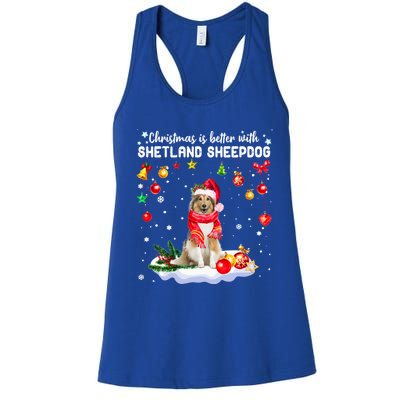 Santa Shetland Sheepdog Christmas Ornat Decoration Xgreat Giftmas Funny Gift Women's Racerback Tank