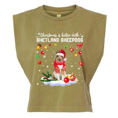 Santa Shetland Sheepdog Christmas Ornat Decoration Xgreat Giftmas Funny Gift Garment-Dyed Women's Muscle Tee