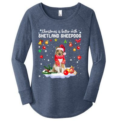 Santa Shetland Sheepdog Christmas Ornat Decoration Xgreat Giftmas Funny Gift Women's Perfect Tri Tunic Long Sleeve Shirt