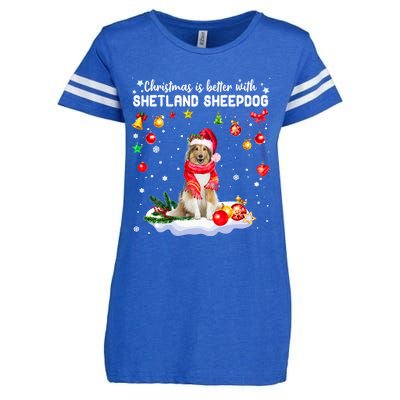 Santa Shetland Sheepdog Christmas Ornat Decoration Xgreat Giftmas Funny Gift Enza Ladies Jersey Football T-Shirt