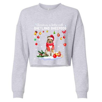 Santa Shetland Sheepdog Christmas Ornat Decoration Xgreat Giftmas Funny Gift Cropped Pullover Crew