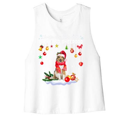 Santa Shetland Sheepdog Christmas Ornat Decoration Xgreat Giftmas Funny Gift Women's Racerback Cropped Tank