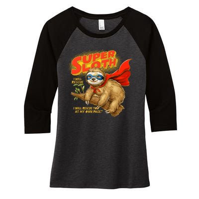 Super Sloth Women's Tri-Blend 3/4-Sleeve Raglan Shirt