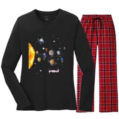 Solar System STEM Kids Realistic Space Women's Long Sleeve Flannel Pajama Set 