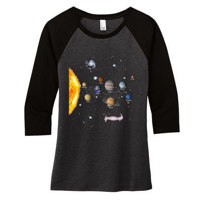 Solar System STEM Kids Realistic Space Women's Tri-Blend 3/4-Sleeve Raglan Shirt