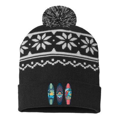 Surfing Surfboarder Surfer Funny Surfboard USA-Made Snowflake Beanie