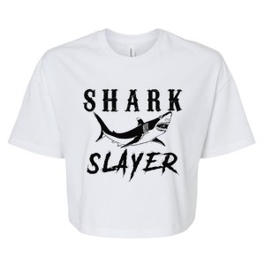 Shark Slayer Shark Fishing & Salt Water Anglers Bella+Canvas Jersey Crop Tee