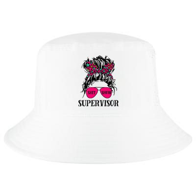 Shit Show Supervisor Tee Women Casual Messy Bun Bleached Cool Comfort Performance Bucket Hat