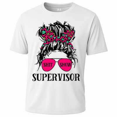 Shit Show Supervisor Tee Women Casual Messy Bun Bleached Performance Shirt