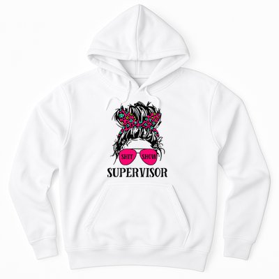 Shit Show Supervisor Tee Women Casual Messy Bun Bleached Hoodie
