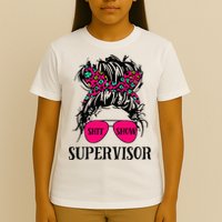 Shit Show Supervisor Tee Women Casual Messy Bun Bleached T-Shirt