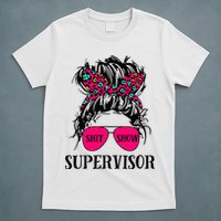 Shit Show Supervisor Tee Women Casual Messy Bun Bleached T-Shirt