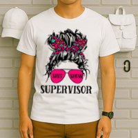 Shit Show Supervisor Tee Women Casual Messy Bun Bleached T-Shirt