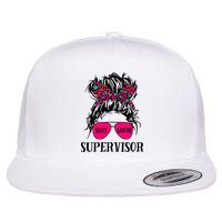 Shit Show Supervisor Tee Women Casual Messy Bun Bleached Flatbill Hat