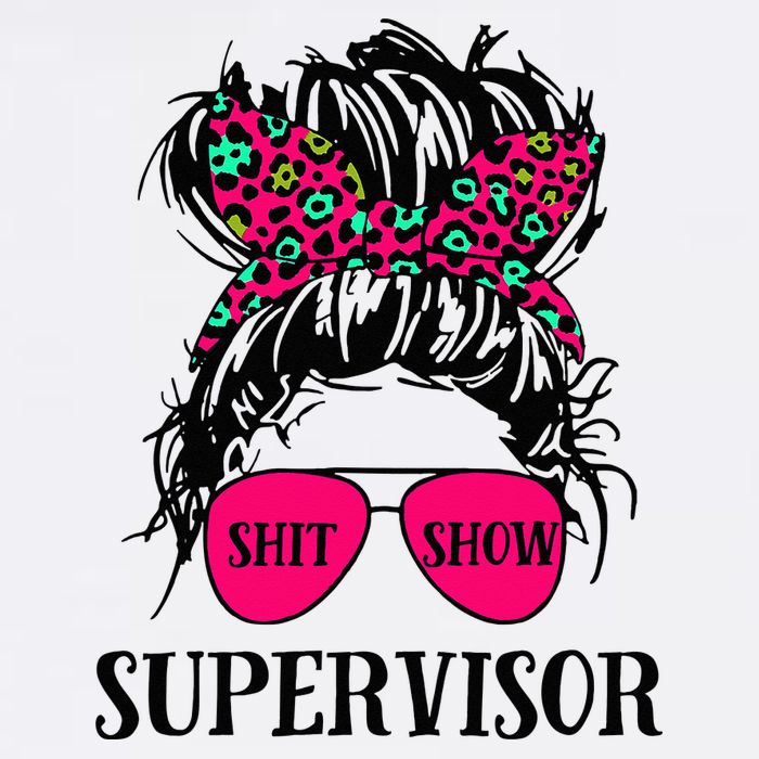 Shit Show Supervisor Tee Women Casual Messy Bun Bleached Flatbill Hat