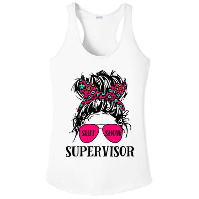 Shit Show Supervisor Tee Women Casual Messy Bun Bleached Ladies PosiCharge Competitor Racerback Tank