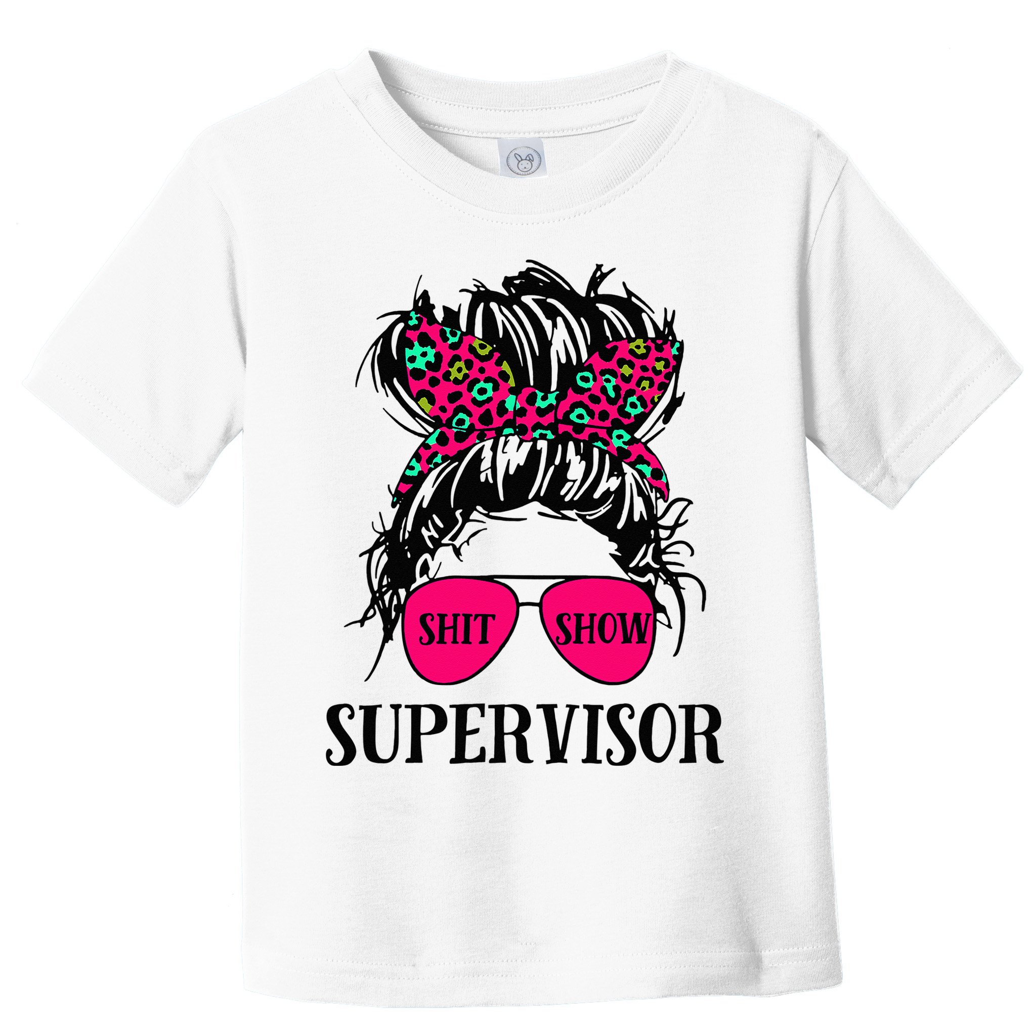 Shit Show Supervisor Tee Women Casual Messy Bun Bleached Toddler T-Shirt
