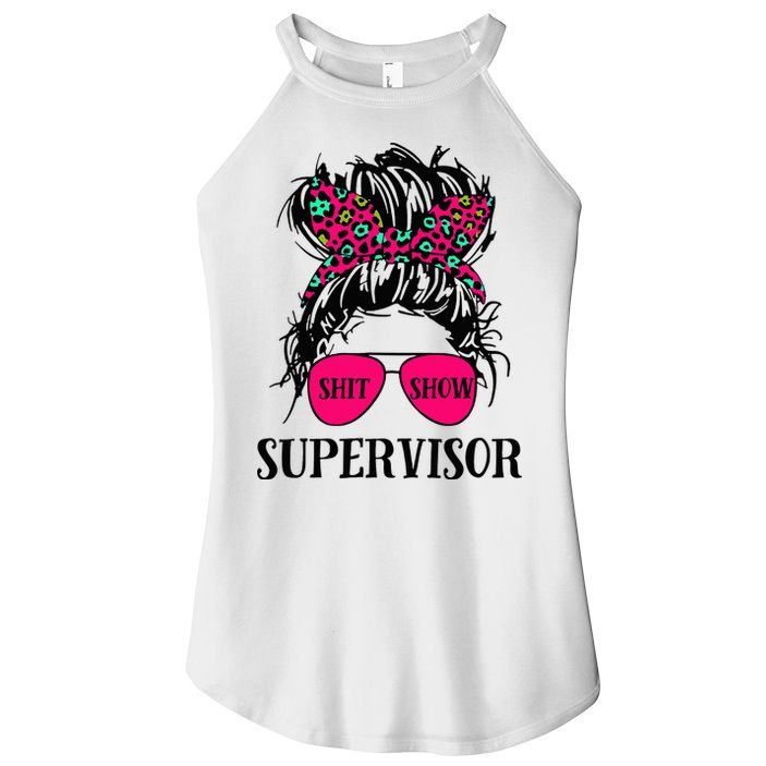 Shit Show Supervisor Tee Women Casual Messy Bun Bleached Women's Perfect Tri Rocker Tank