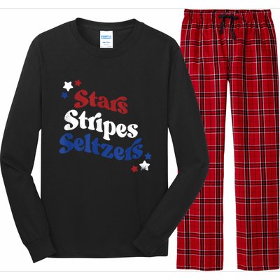 Stars Stripes Seltzers Patriotic Day Long Sleeve Pajama Set