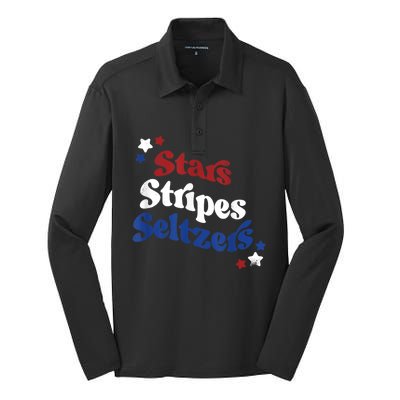 Stars Stripes Seltzers Patriotic Day Silk Touch Performance Long Sleeve Polo