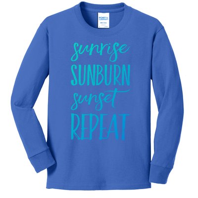 Sunrise Sunburn Sunset Repeat Funny Sayings Summer Cute Gift Kids Long Sleeve Shirt