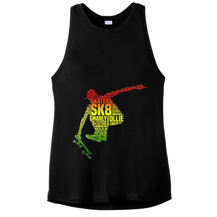 Skateboard Skater Slang Retro Skaterboarding Ladies PosiCharge Tri-Blend Wicking Tank