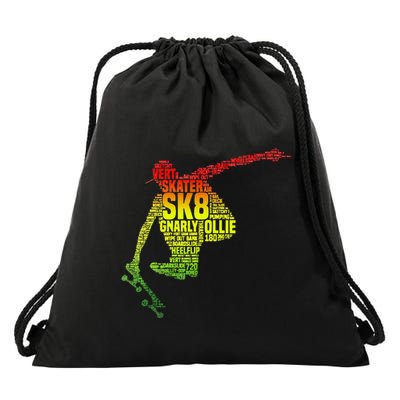 Skateboard Skater Slang Retro Skaterboarding Drawstring Bag
